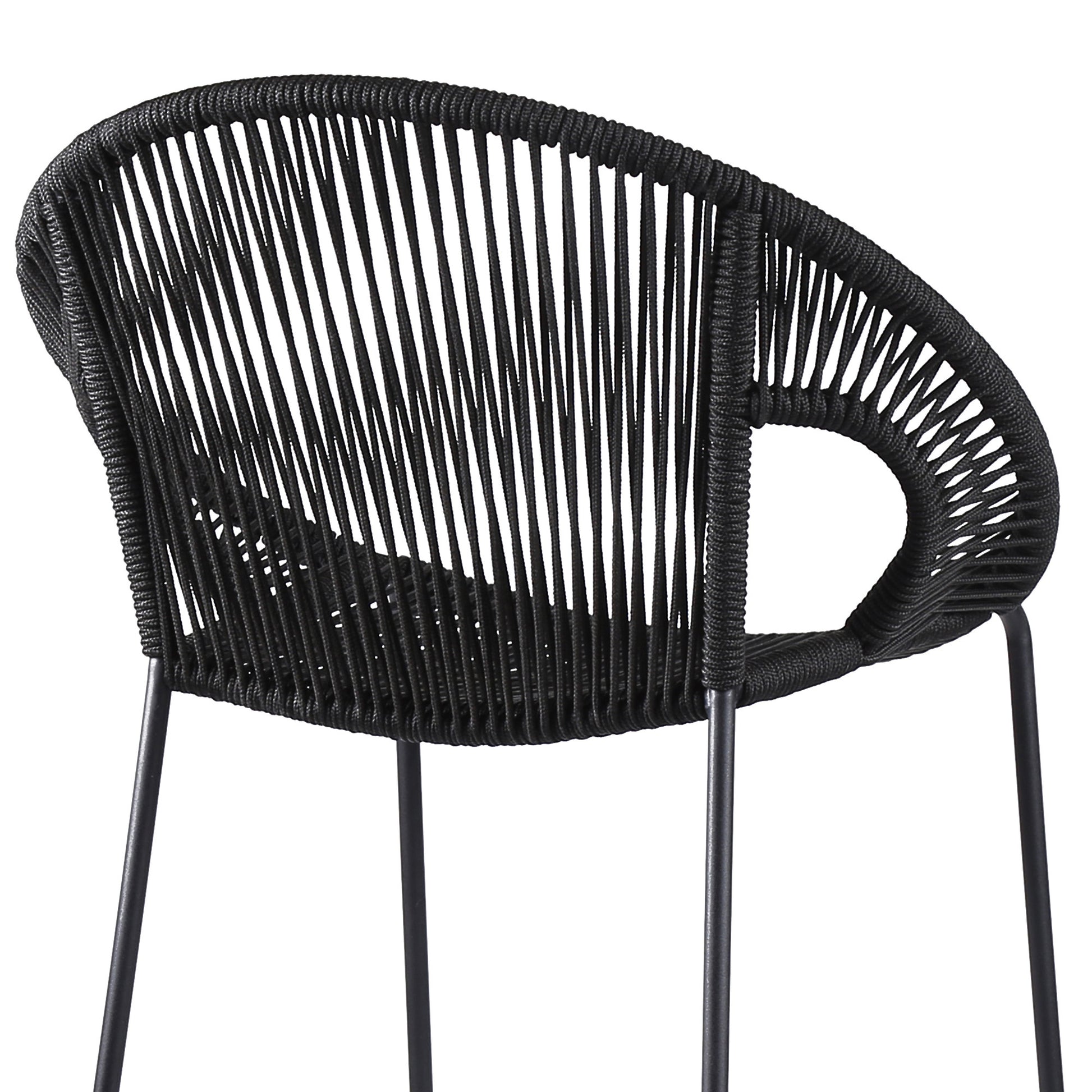 Black Metal Low back Outdoor Counter Height Bar chair with Footrest By Homeroots | Outdoor Chairs | Modishstore - 7