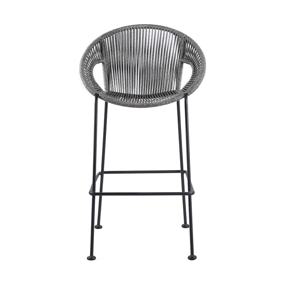 Light Gray Metal Low back Outdoor Counter Height Bar chair with Footrest By Homeroots | Outdoor Chairs | Modishstore - 2