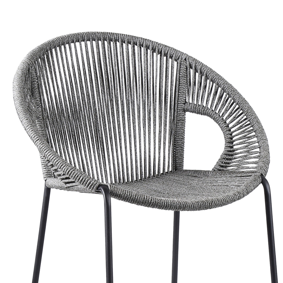 Light Gray Metal Low back Outdoor Counter Height Bar chair with Footrest By Homeroots | Outdoor Chairs | Modishstore - 5