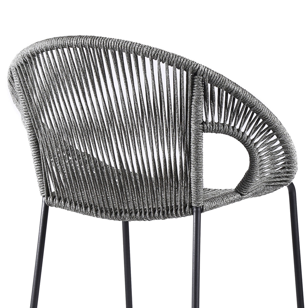 Light Gray Metal Low back Outdoor Counter Height Bar chair with Footrest By Homeroots | Outdoor Chairs | Modishstore - 7