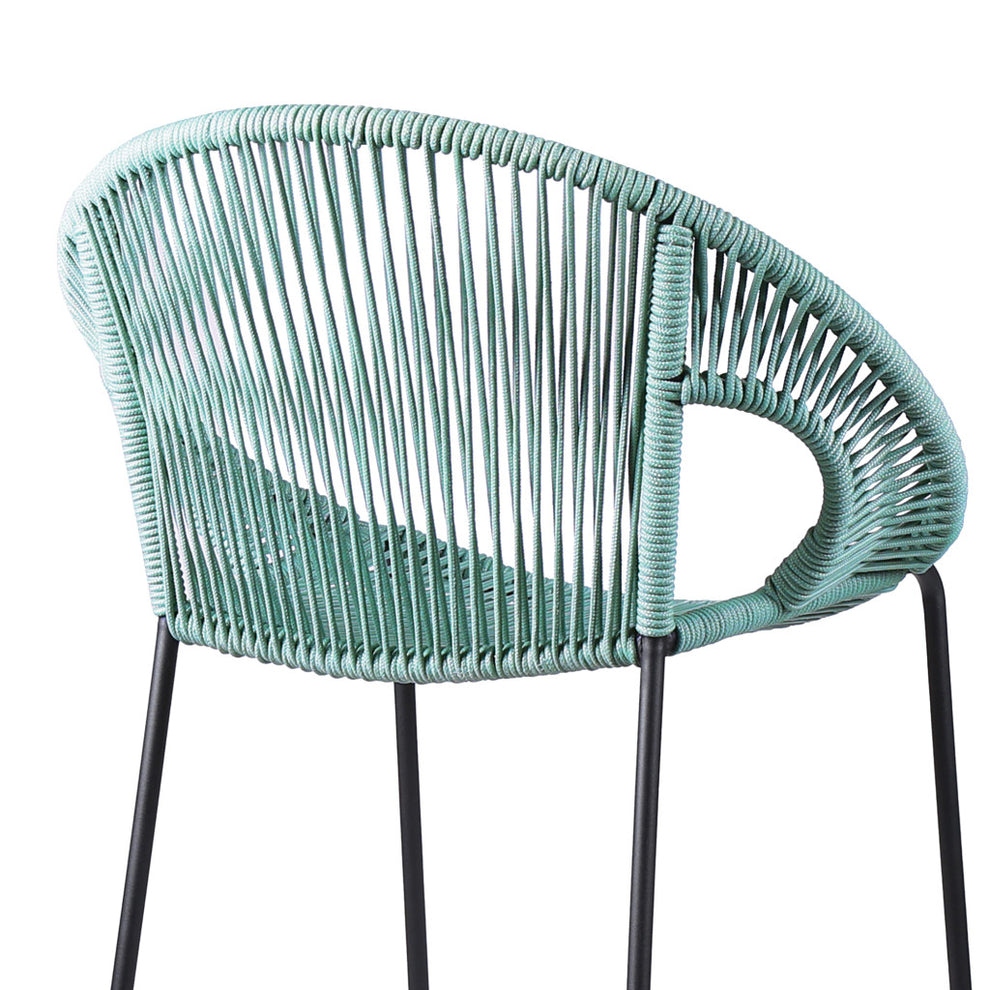 Green Metal Low back Outdoor Counter Height Bar chair with Footrest By Homeroots | Outdoor Chairs | Modishstore - 7