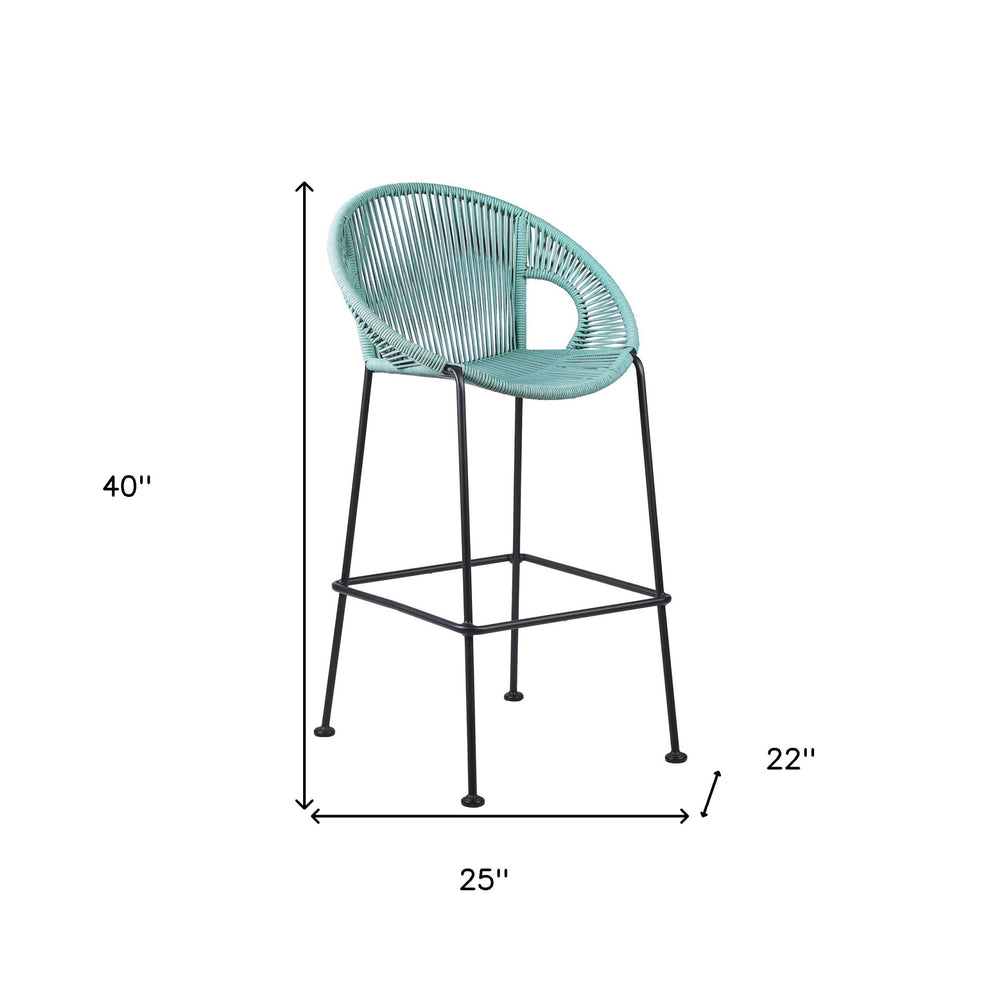 Green Metal Low back Outdoor Counter Height Bar chair with Footrest By Homeroots | Outdoor Chairs | Modishstore - 6