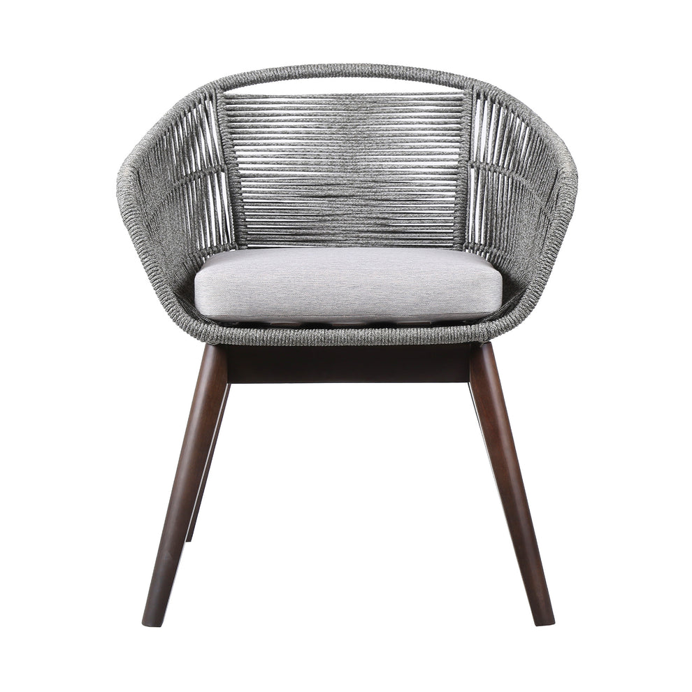 Gray Solid Wood Outdoor Dining Chair with Gray Cushion By Homeroots | Outdoor Chairs | Modishstore - 3