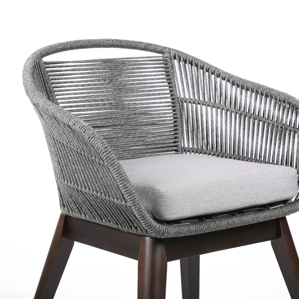 Gray Solid Wood Outdoor Dining Chair with Gray Cushion By Homeroots | Outdoor Chairs | Modishstore - 5