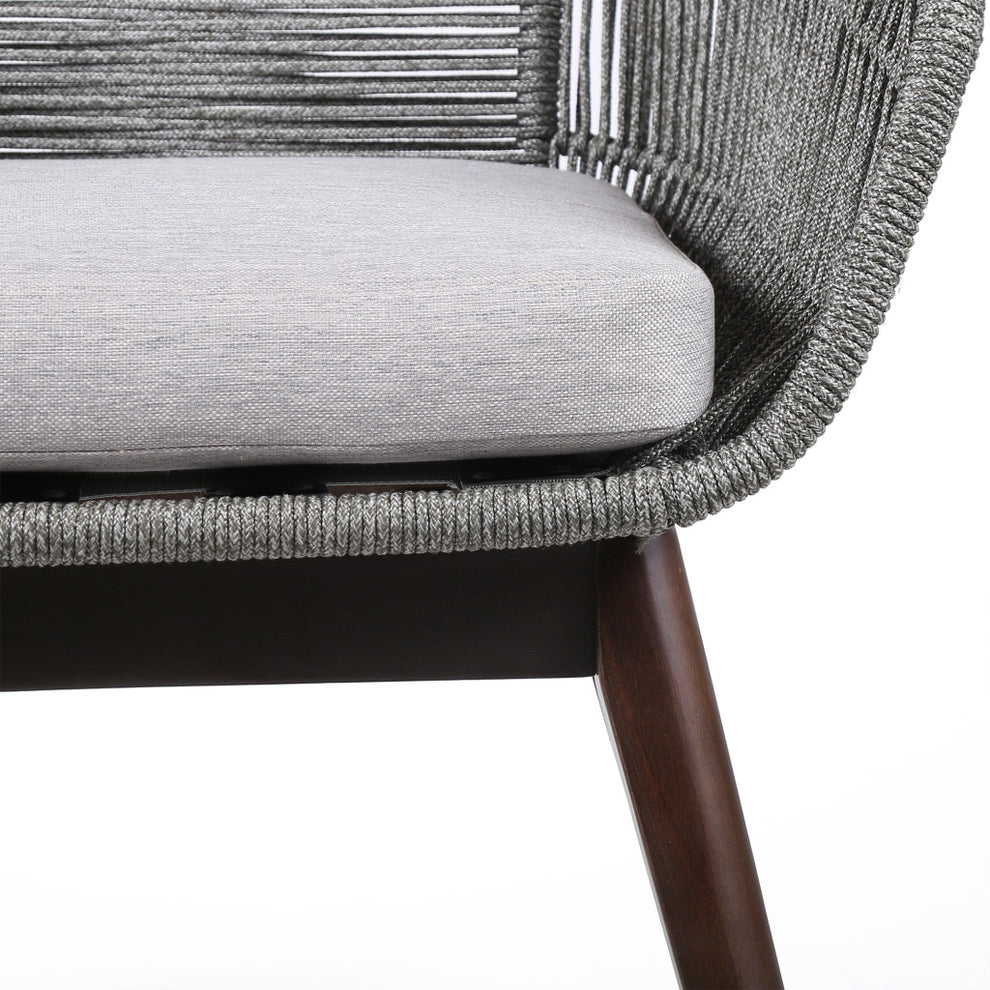 Gray Solid Wood Outdoor Dining Chair with Gray Cushion By Homeroots | Outdoor Chairs | Modishstore - 7