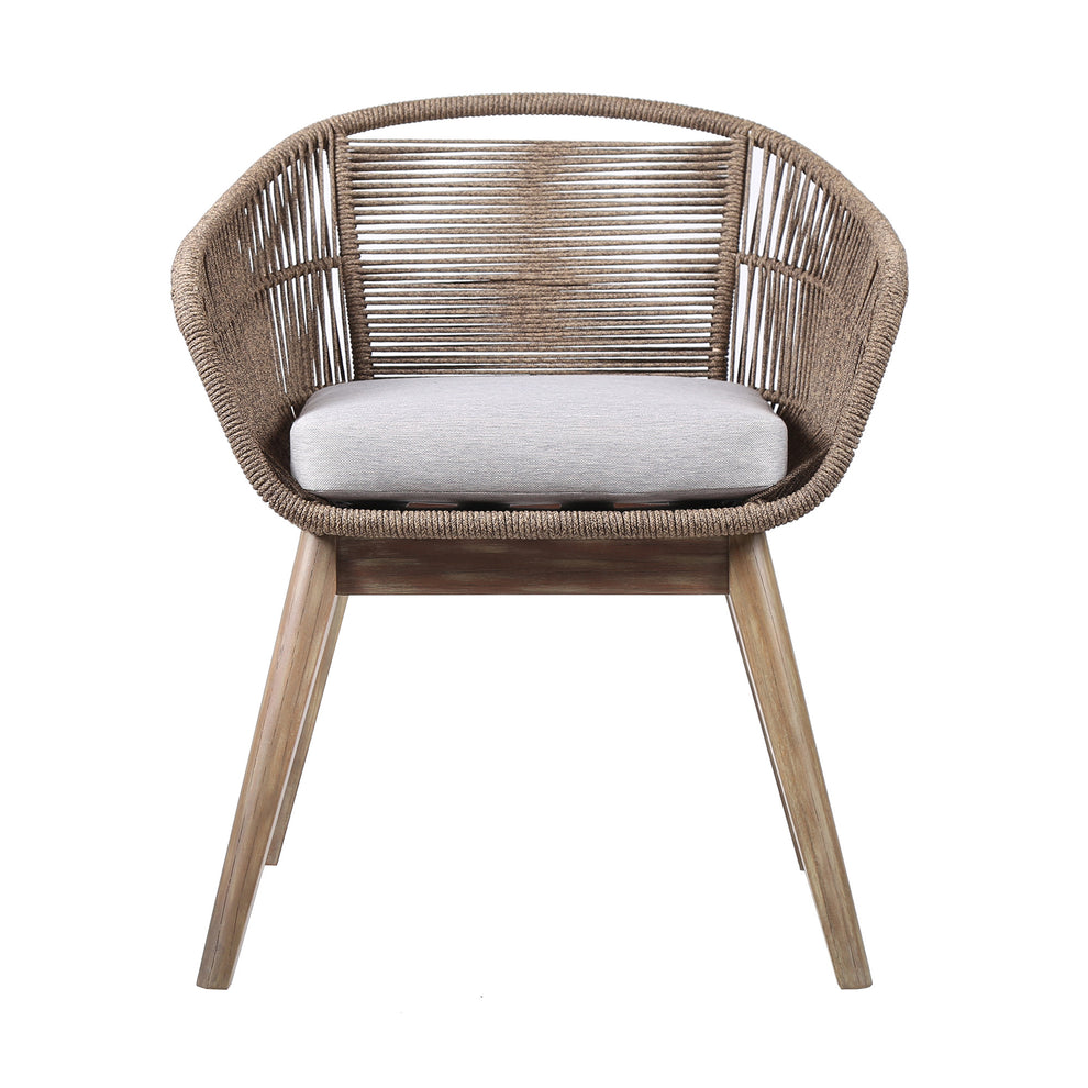Gray and Natural Wood Solid Wood Outdoor Dining Chair with Gray Cushion By Homeroots | Outdoor Chairs | Modishstore - 3