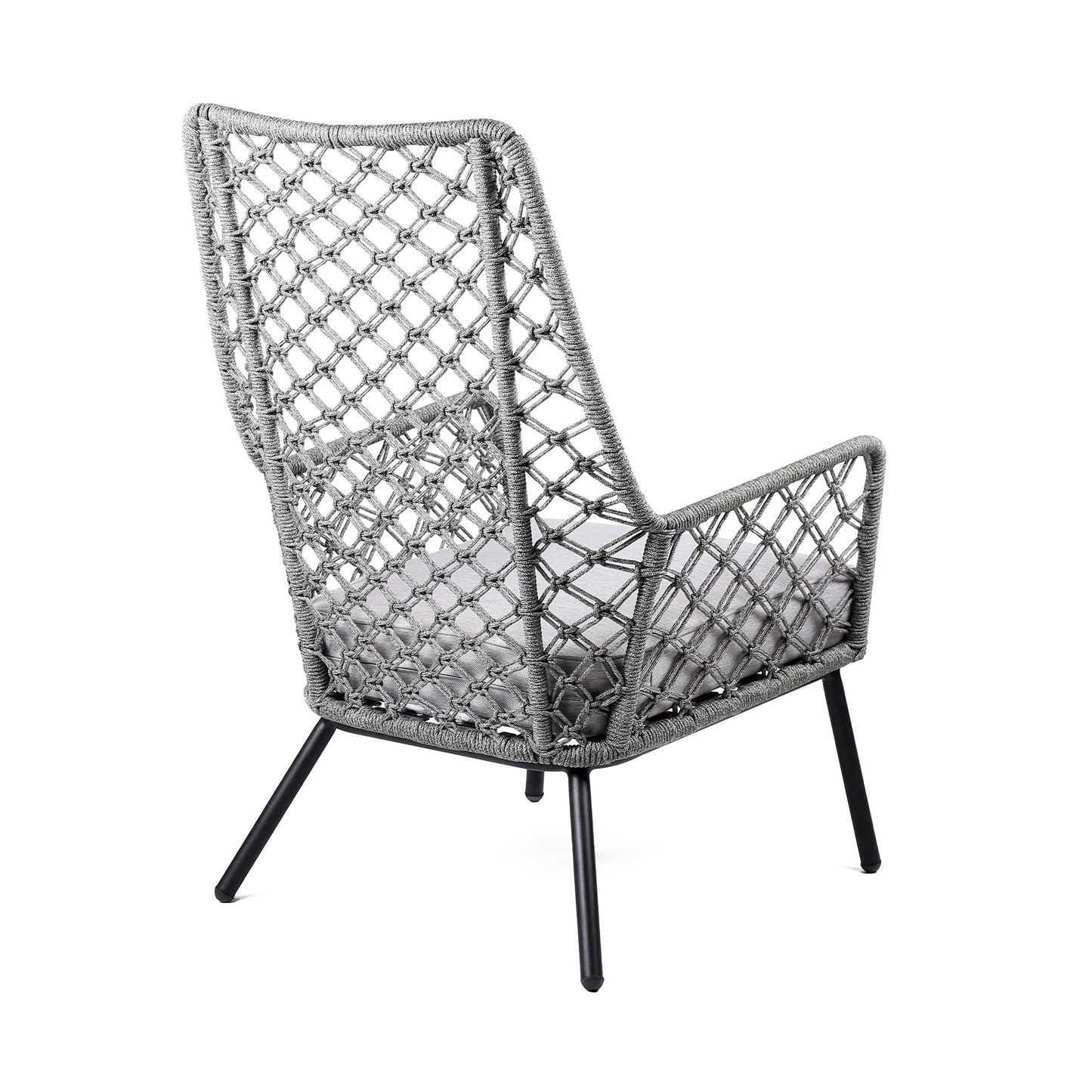 Gray and Black Steel Indoor Outdoor Dining Chair with Gray Cushion By Homeroots | Outdoor Chairs | Modishstore - 3