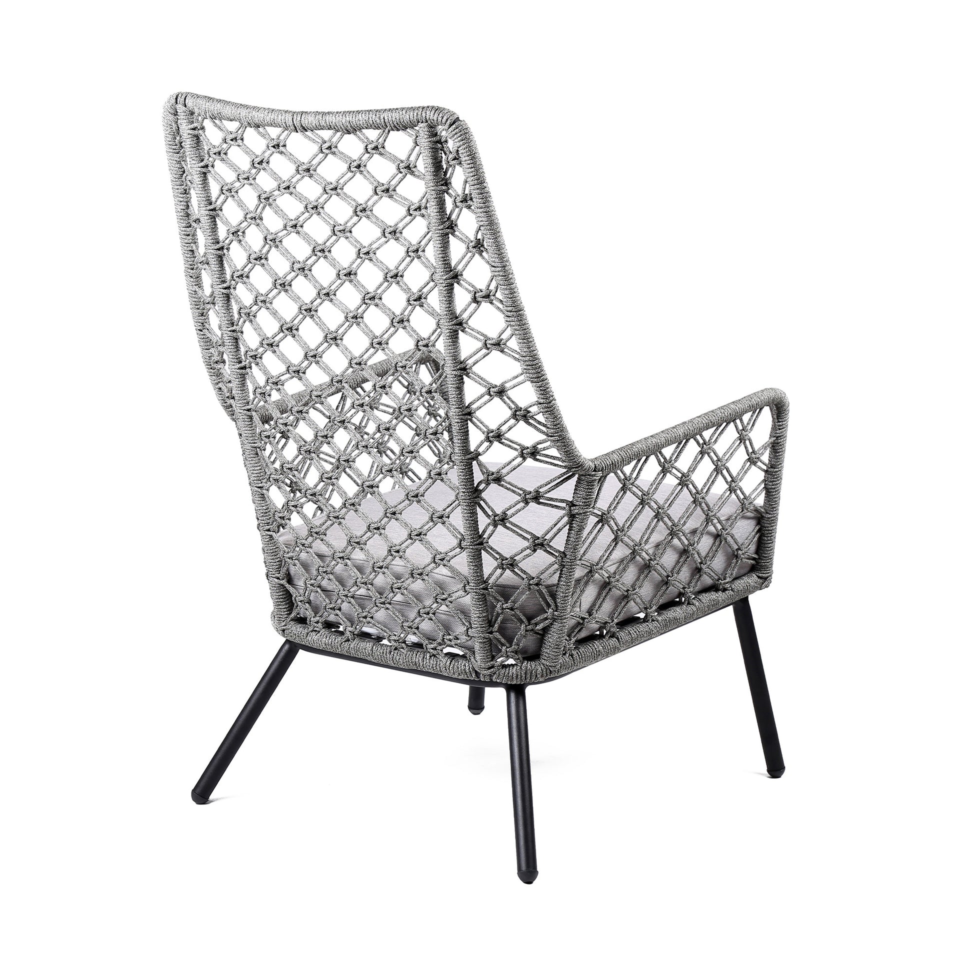Gray and Black Steel Indoor Outdoor Dining Chair with Gray Cushion By Homeroots | Outdoor Chairs | Modishstore - 3