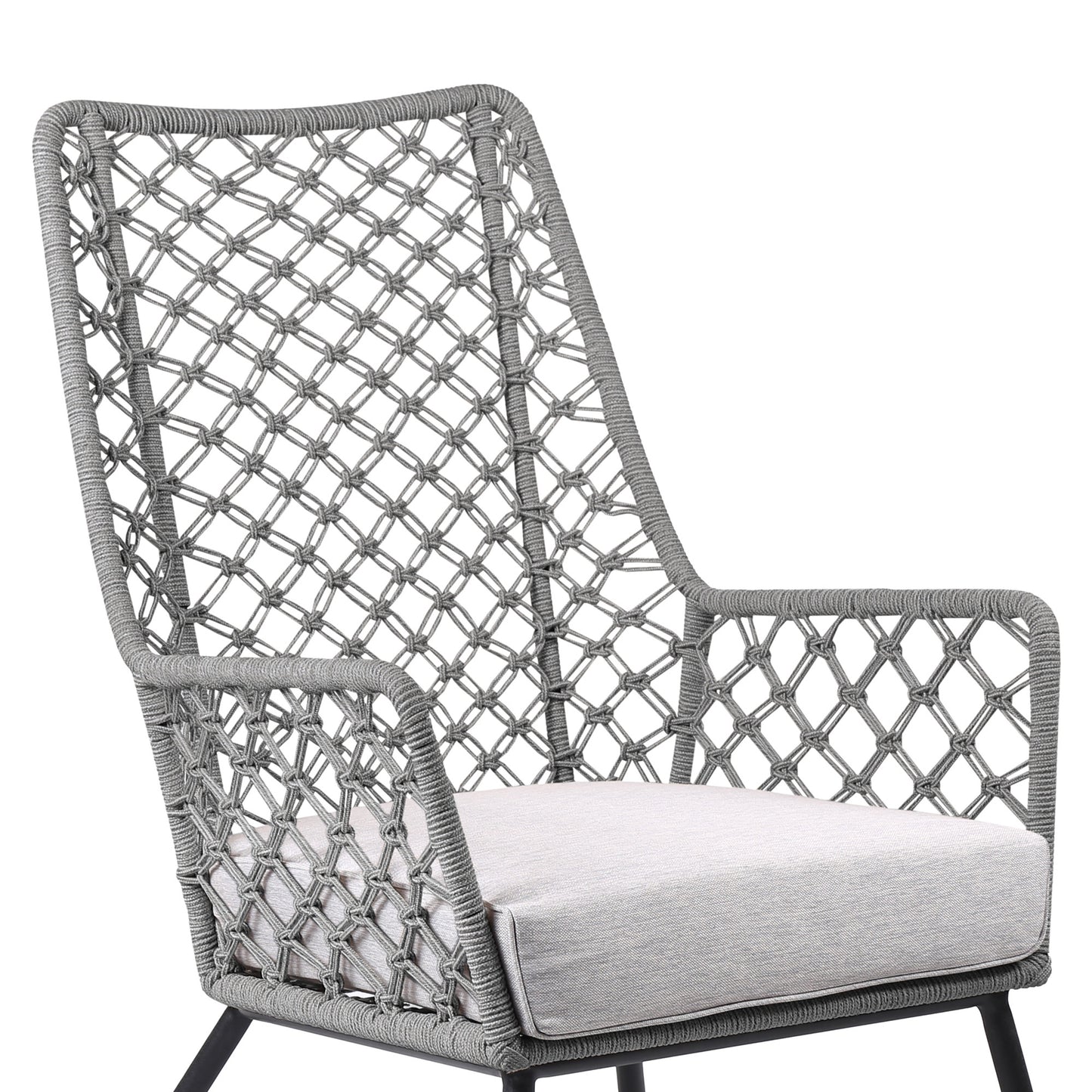 Gray and Black Steel Indoor Outdoor Dining Chair with Gray Cushion By Homeroots | Outdoor Chairs | Modishstore - 7