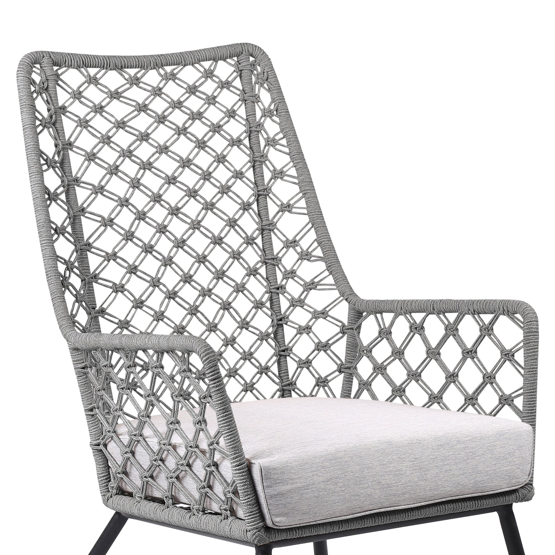 Gray and Black Steel Indoor Outdoor Dining Chair with Gray Cushion By Homeroots | Outdoor Chairs | Modishstore - 7