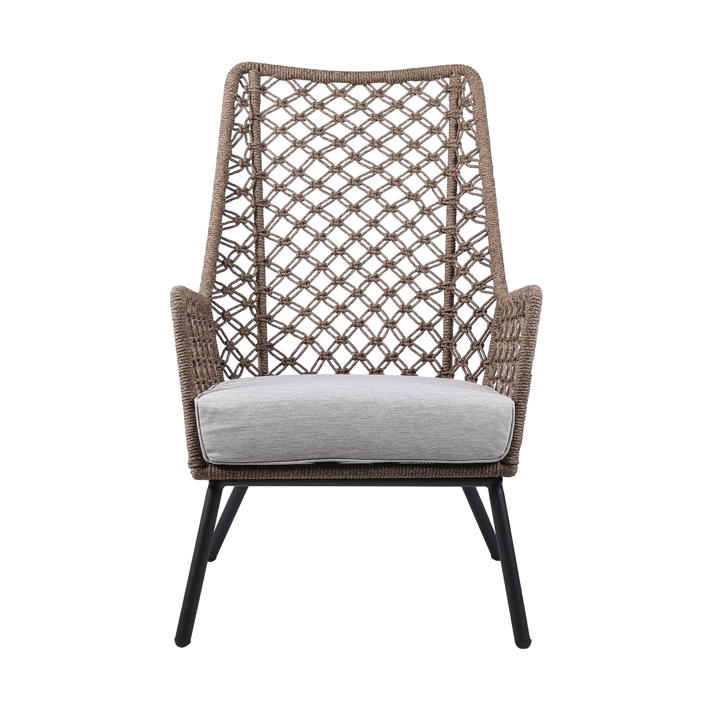 Gray Metal Outdoor Arm Chair with Gray Cushion By Homeroots | Outdoor Chairs | Modishstore - 3