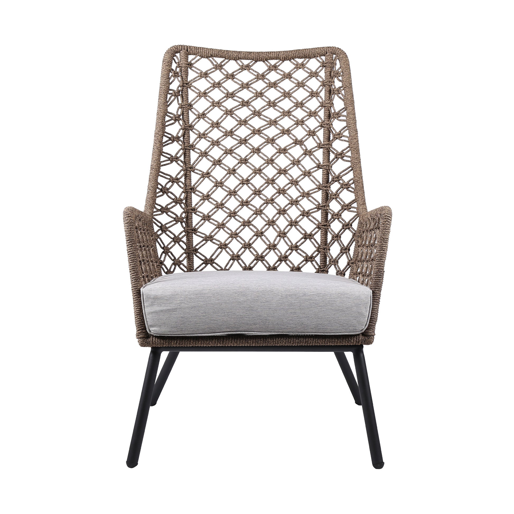 Gray Metal Outdoor Arm Chair with Gray Cushion By Homeroots | Outdoor Chairs | Modishstore - 3