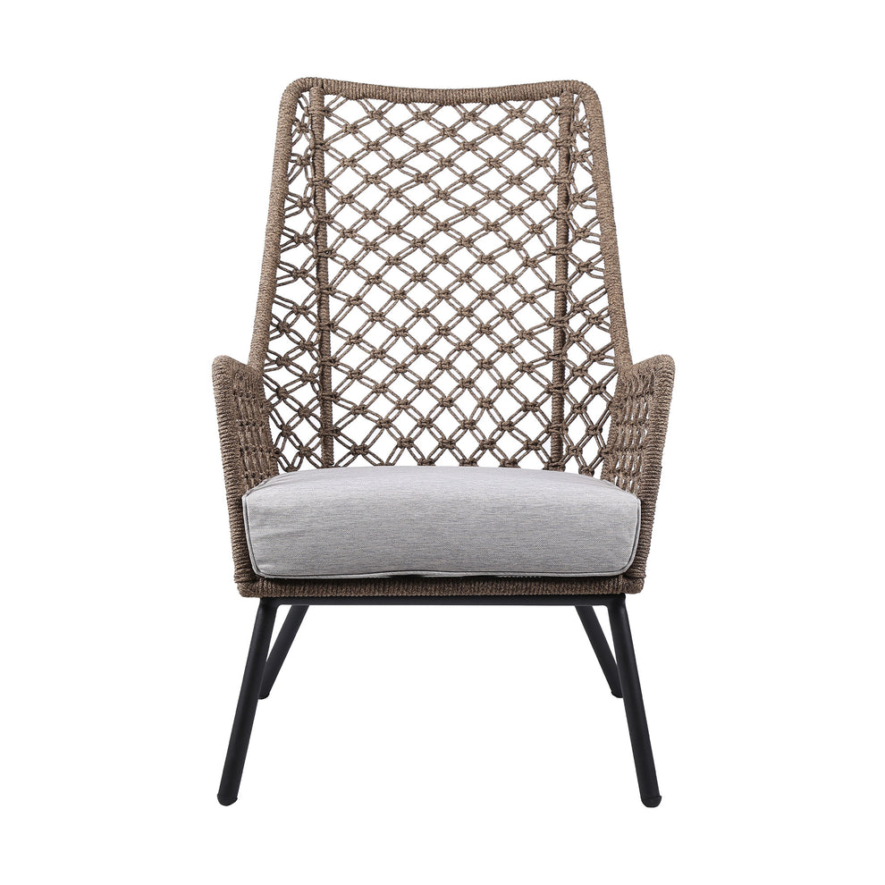 Gray Metal Outdoor Arm Chair with Gray Cushion By Homeroots | Outdoor Chairs | Modishstore - 3