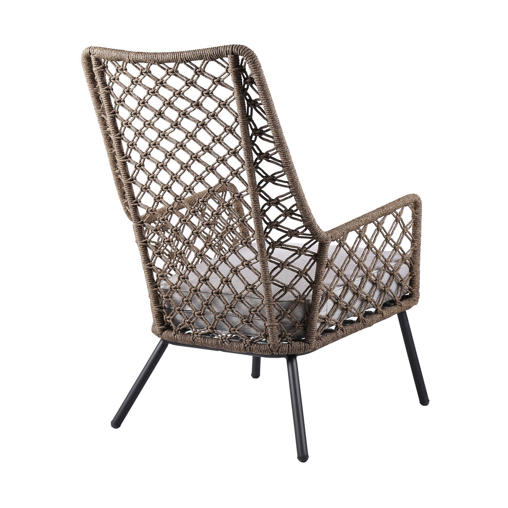 Gray Metal Outdoor Arm Chair with Gray Cushion By Homeroots | Outdoor Chairs | Modishstore - 4