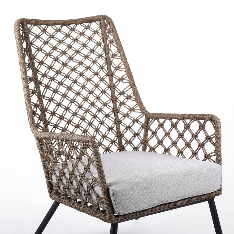 Gray Metal Outdoor Arm Chair with Gray Cushion By Homeroots | Outdoor Chairs | Modishstore - 5