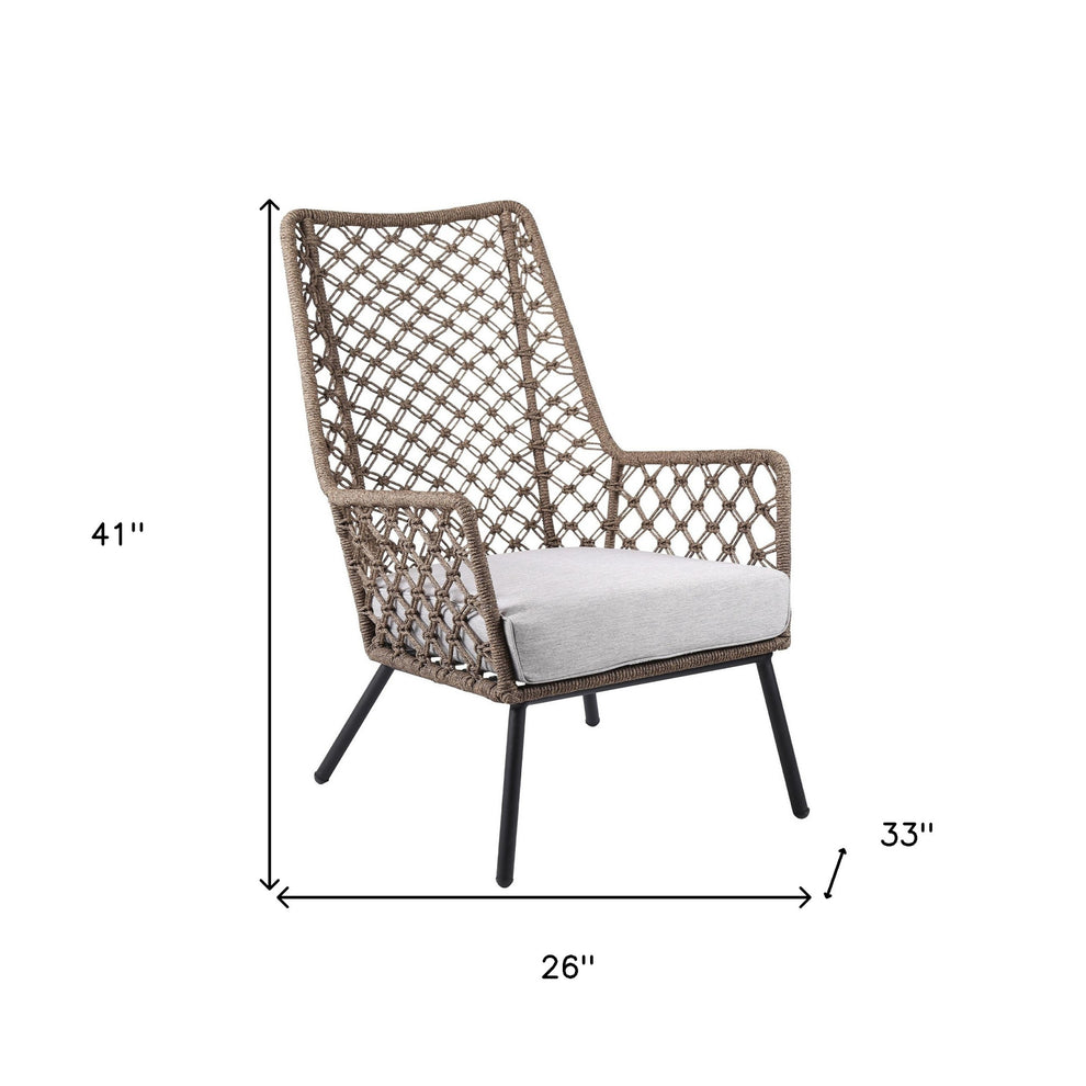 Gray Metal Outdoor Arm Chair with Gray Cushion By Homeroots | Outdoor Chairs | Modishstore - 6