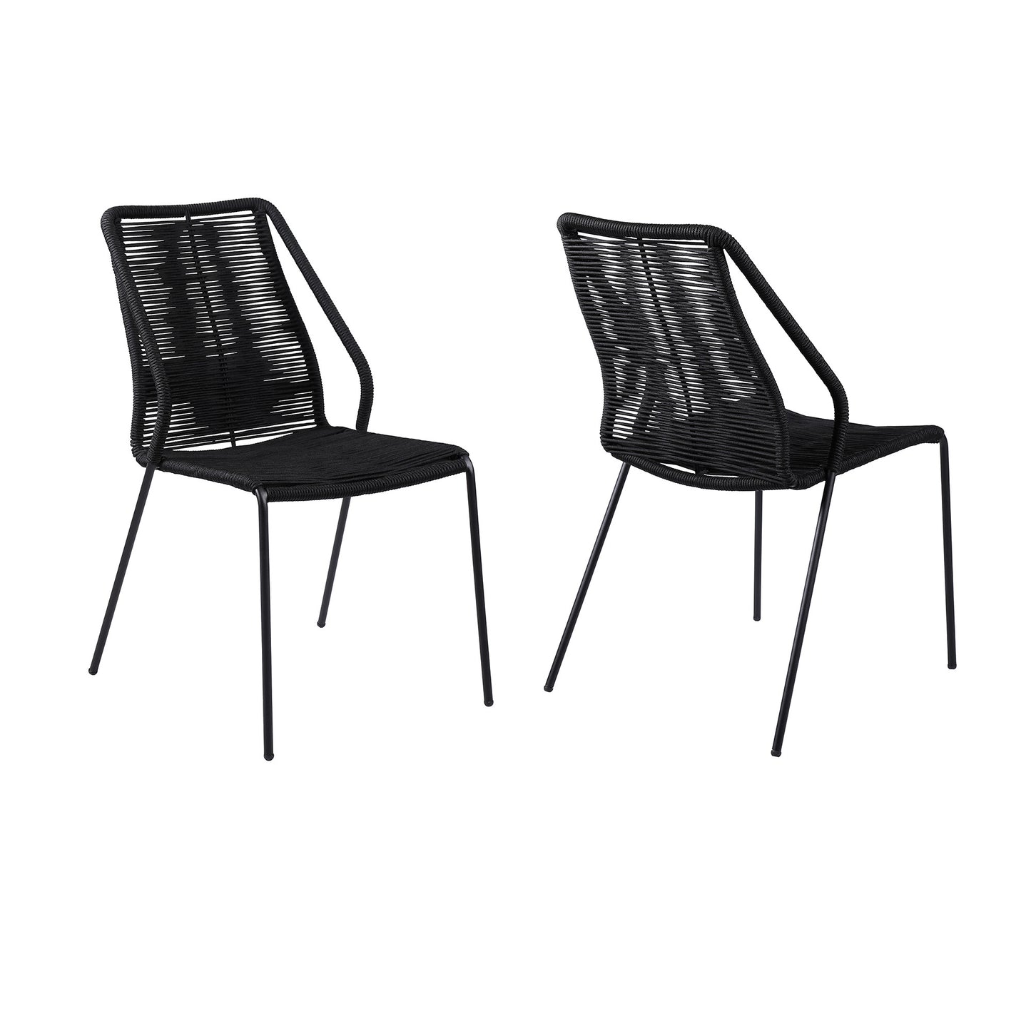 Set of Two Black Metal Outdoor Dining Chair By Homeroots | Outdoor Chairs | Modishstore - 5