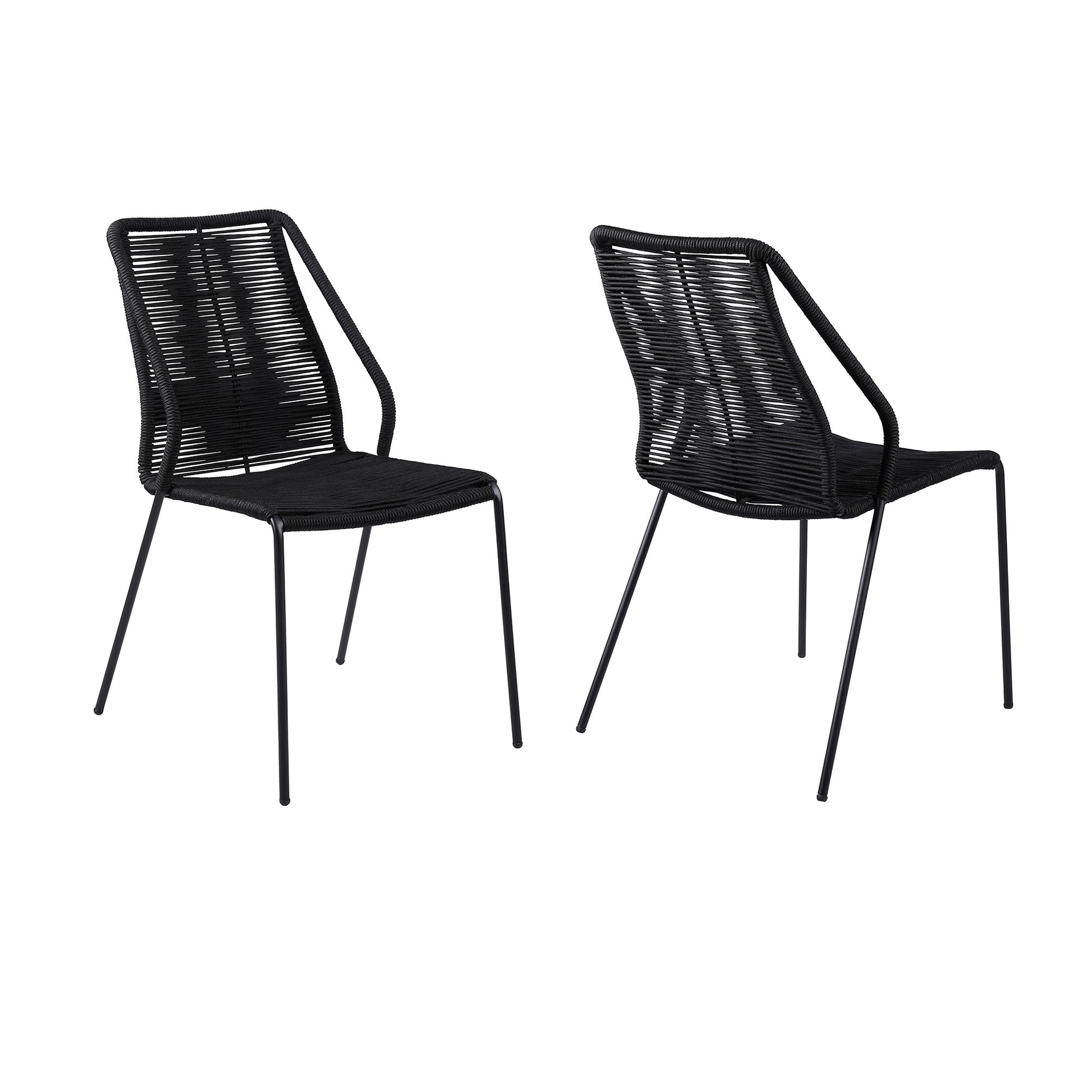 Set of Two Black Metal Outdoor Dining Chair By Homeroots | Outdoor Chairs | Modishstore - 5
