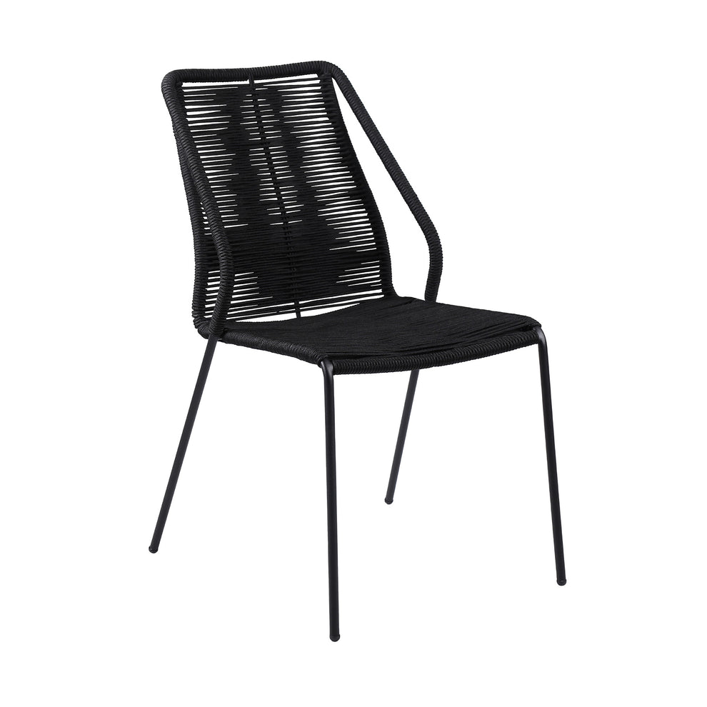 Set of Two Black Metal Outdoor Dining Chair By Homeroots | Outdoor Chairs | Modishstore - 4