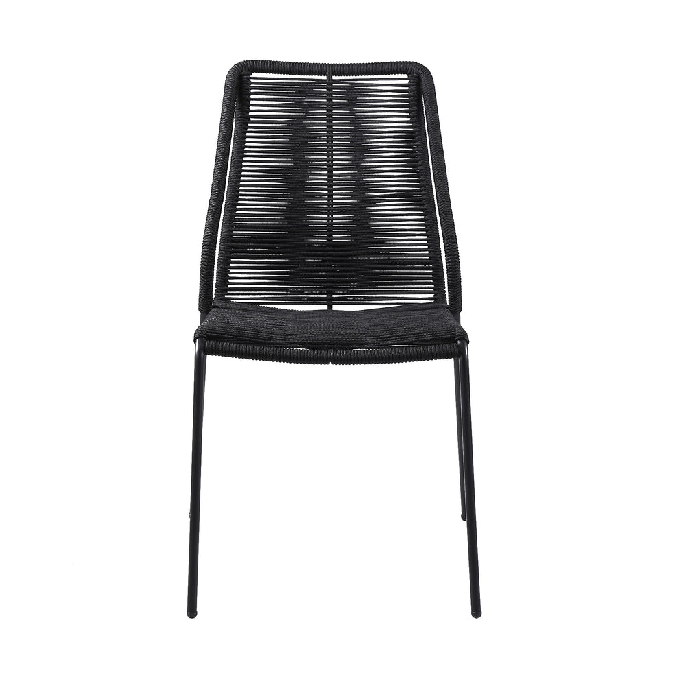 Set of Two Black Metal Outdoor Dining Chair By Homeroots | Outdoor Chairs | Modishstore - 3