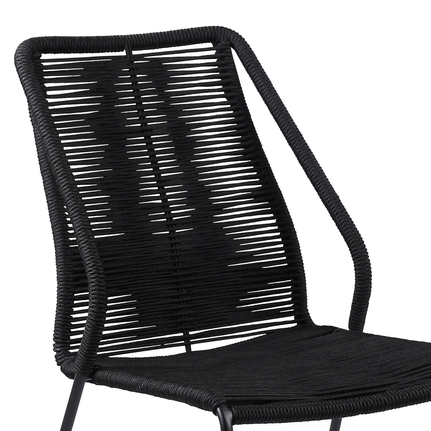Set of Two Black Metal Outdoor Dining Chair By Homeroots | Outdoor Chairs | Modishstore - 6