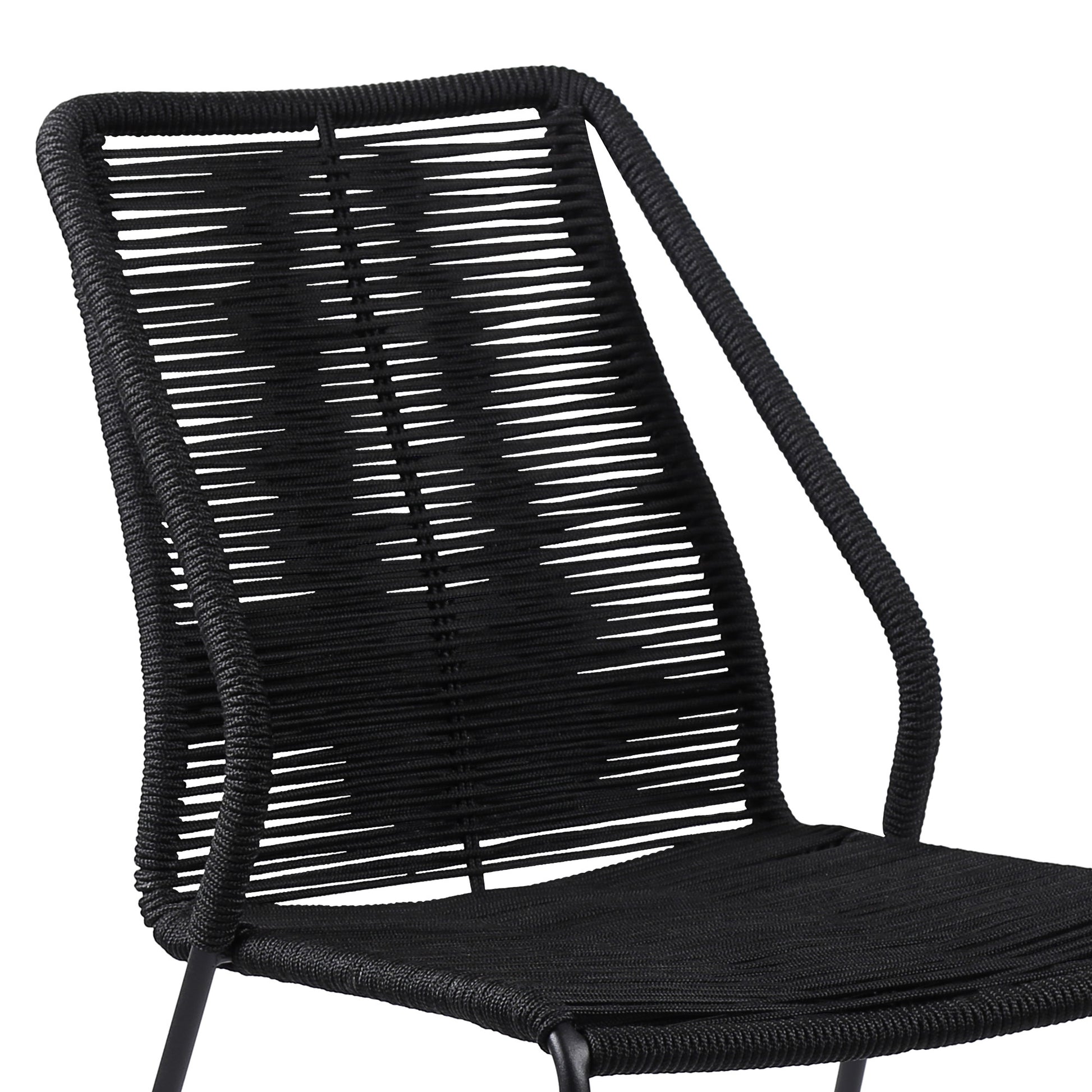 Set of Two Black Metal Outdoor Dining Chair By Homeroots | Outdoor Chairs | Modishstore - 6