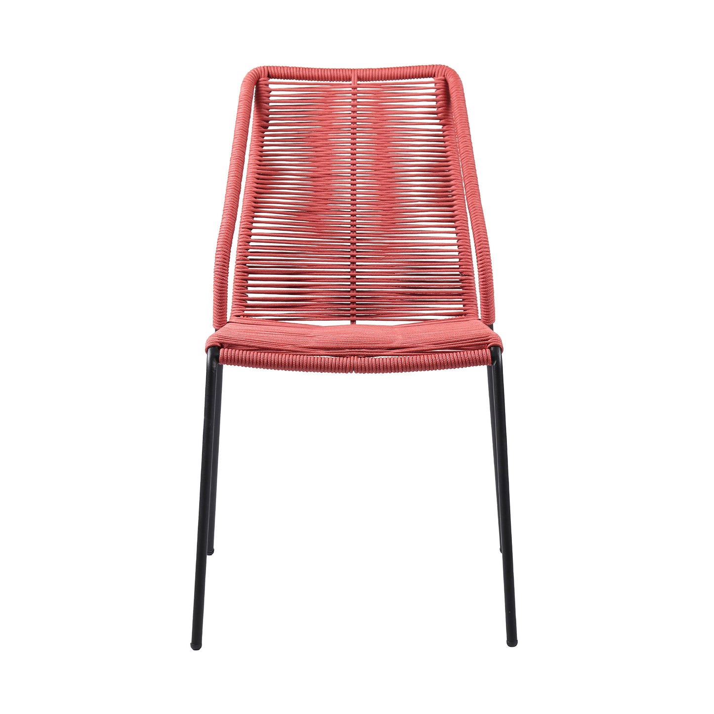 Set of Two Red Metal Outdoor Dining Chair By Homeroots | Outdoor Chairs | Modishstore - 3