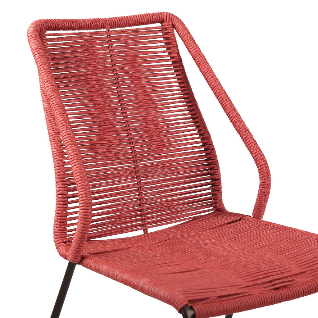 Set of Two Red Metal Outdoor Dining Chair By Homeroots | Outdoor Chairs | Modishstore - 2