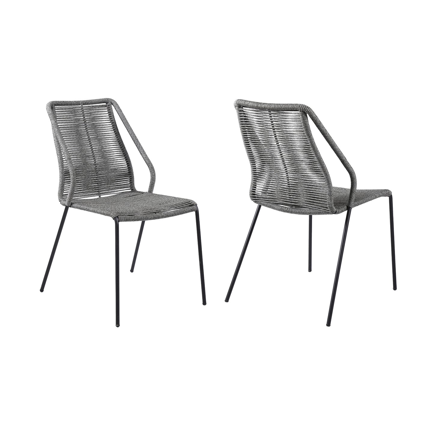Set of Two Gray Metal Outdoor Dining Chair By Homeroots | Outdoor Chairs | Modishstore - 4
