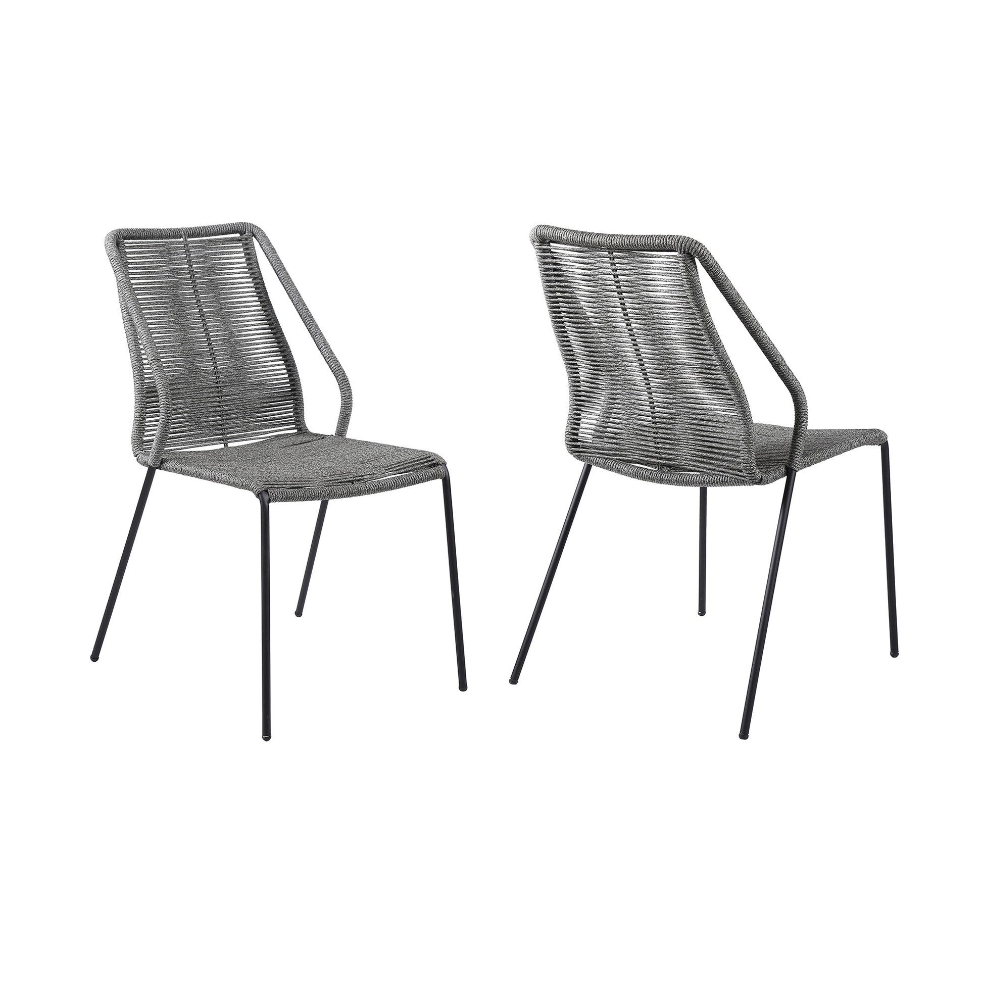 Set of Two Gray Metal Outdoor Dining Chair By Homeroots | Outdoor Chairs | Modishstore - 4