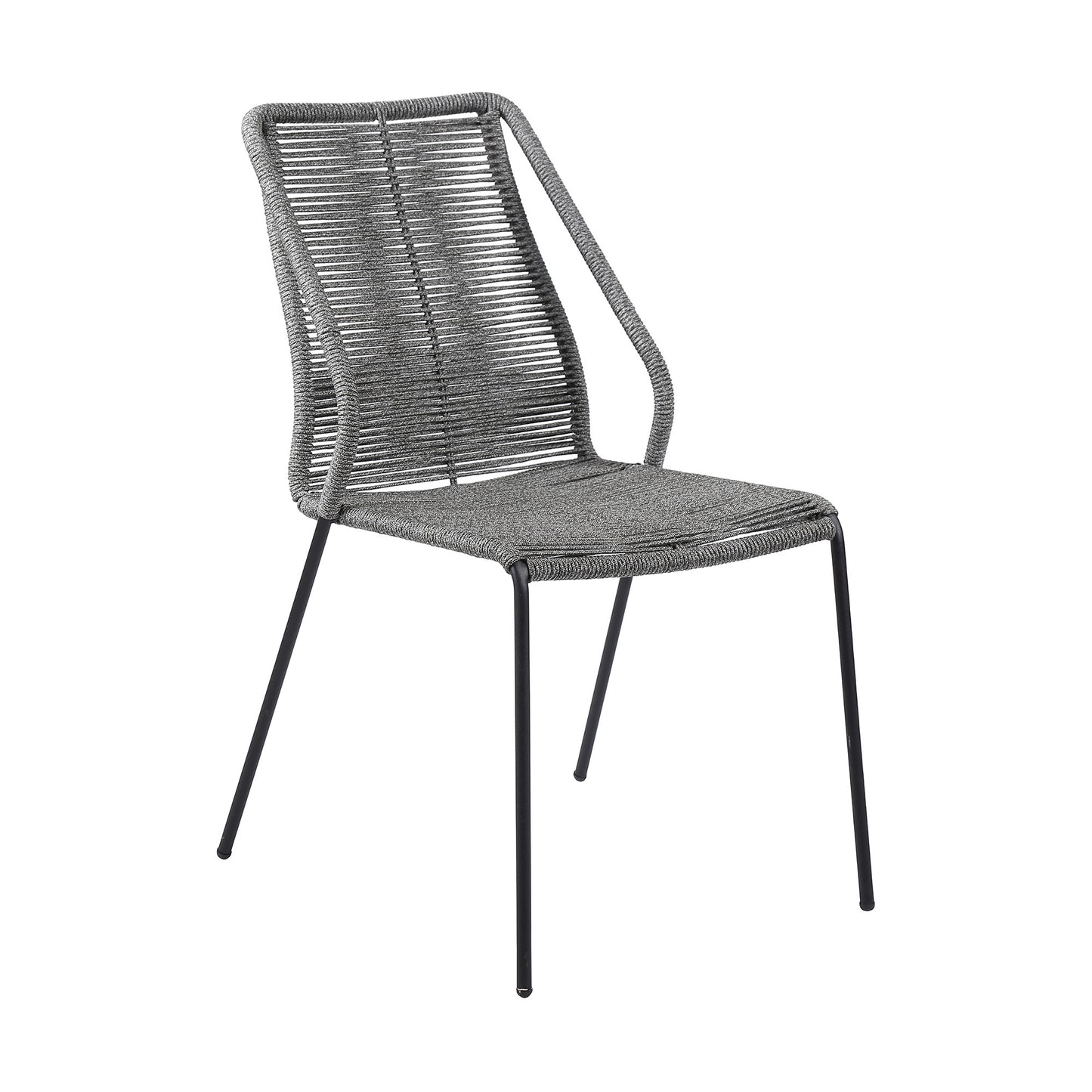 Set of Two Gray Metal Outdoor Dining Chair By Homeroots | Outdoor Chairs | Modishstore - 1