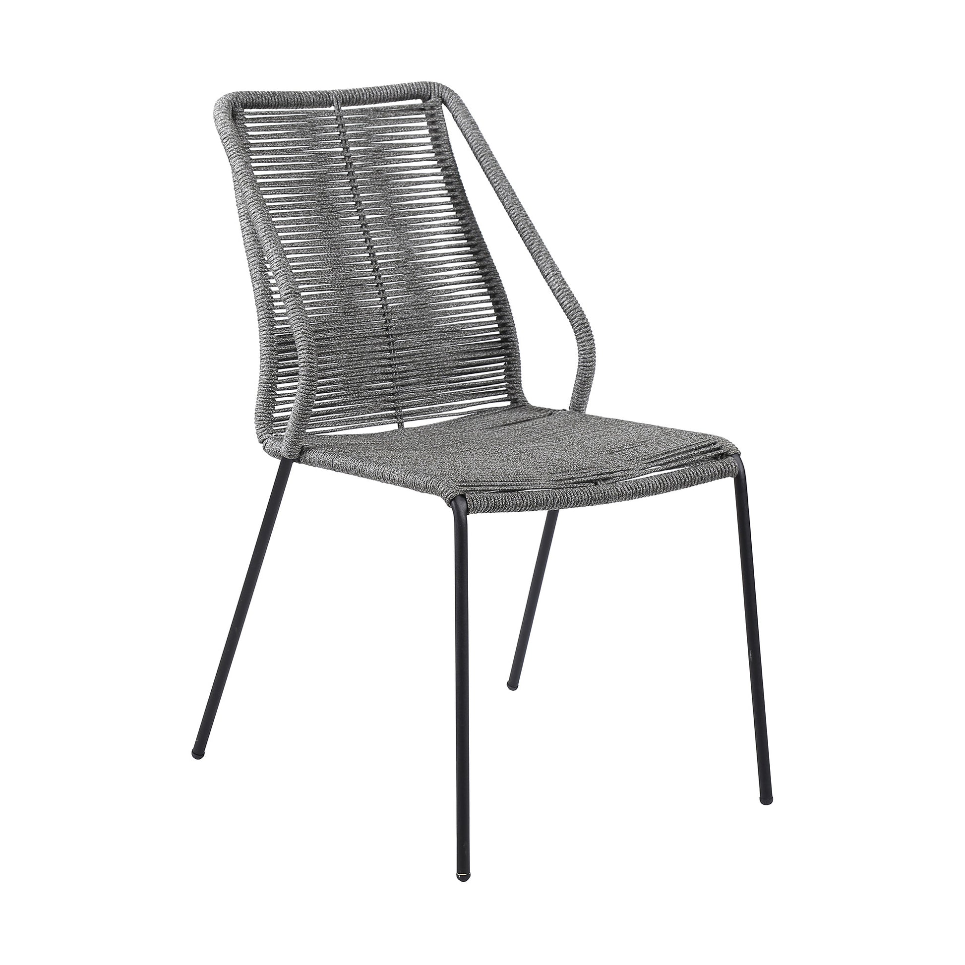 Set of Two Gray Metal Outdoor Dining Chair By Homeroots | Outdoor Chairs | Modishstore - 1