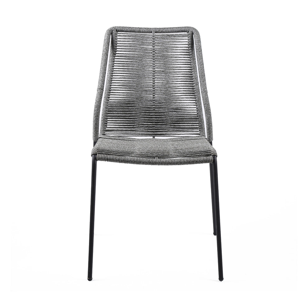 Set of Two Gray Metal Outdoor Dining Chair By Homeroots | Outdoor Chairs | Modishstore - 3