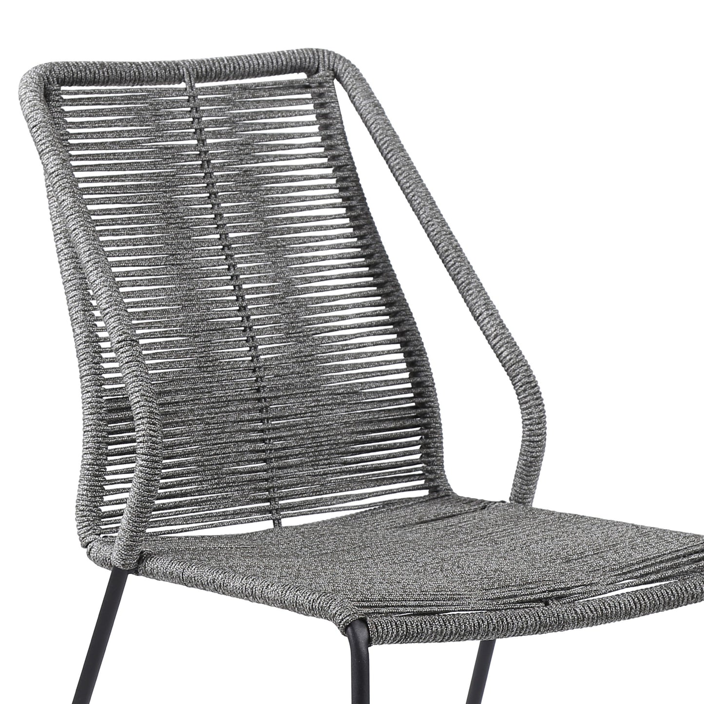 Set of Two Gray Metal Outdoor Dining Chair By Homeroots | Outdoor Chairs | Modishstore - 2