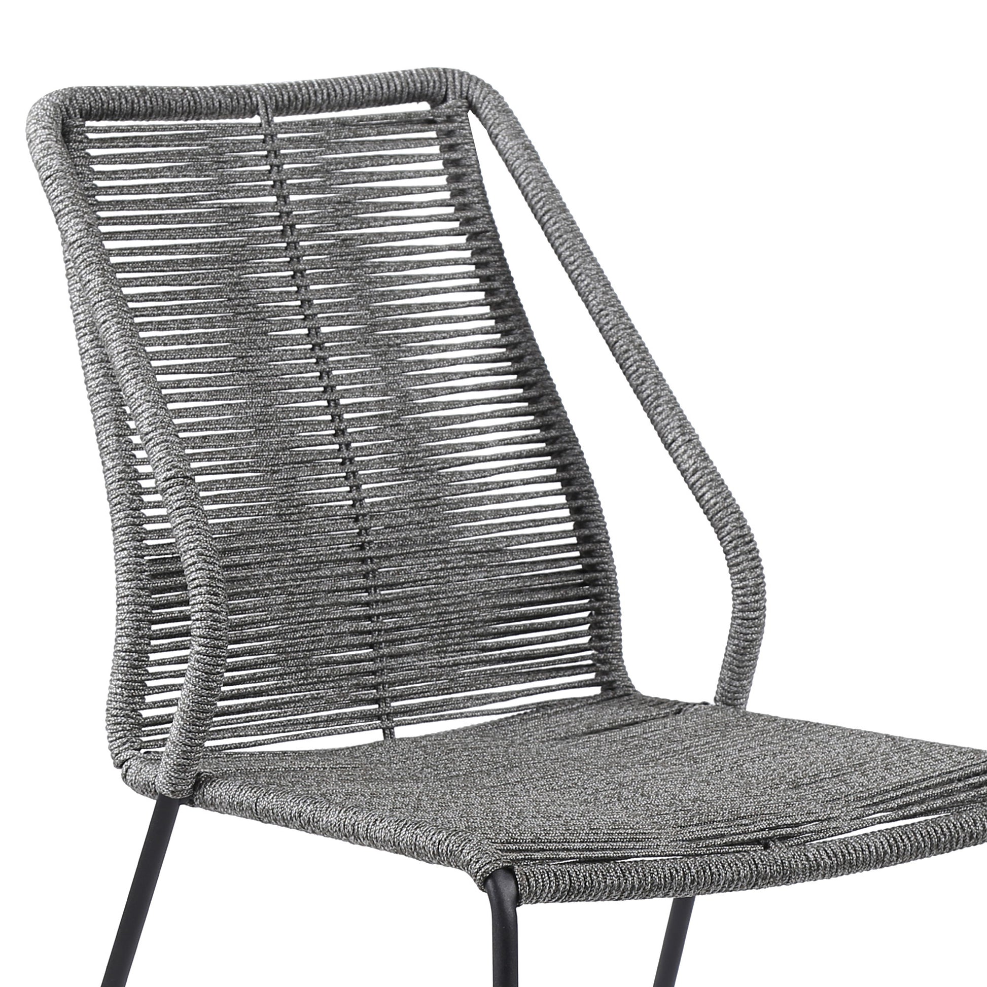 Set of Two Gray Metal Outdoor Dining Chair By Homeroots | Outdoor Chairs | Modishstore - 2