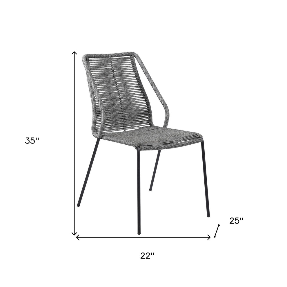Set of Two Gray Metal Outdoor Dining Chair By Homeroots | Outdoor Chairs | Modishstore - 6
