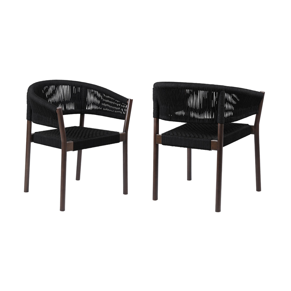 Set of Two Black Solid Wood Outdoor Dining Chair By Homeroots | Outdoor Chairs | Modishstore - 6