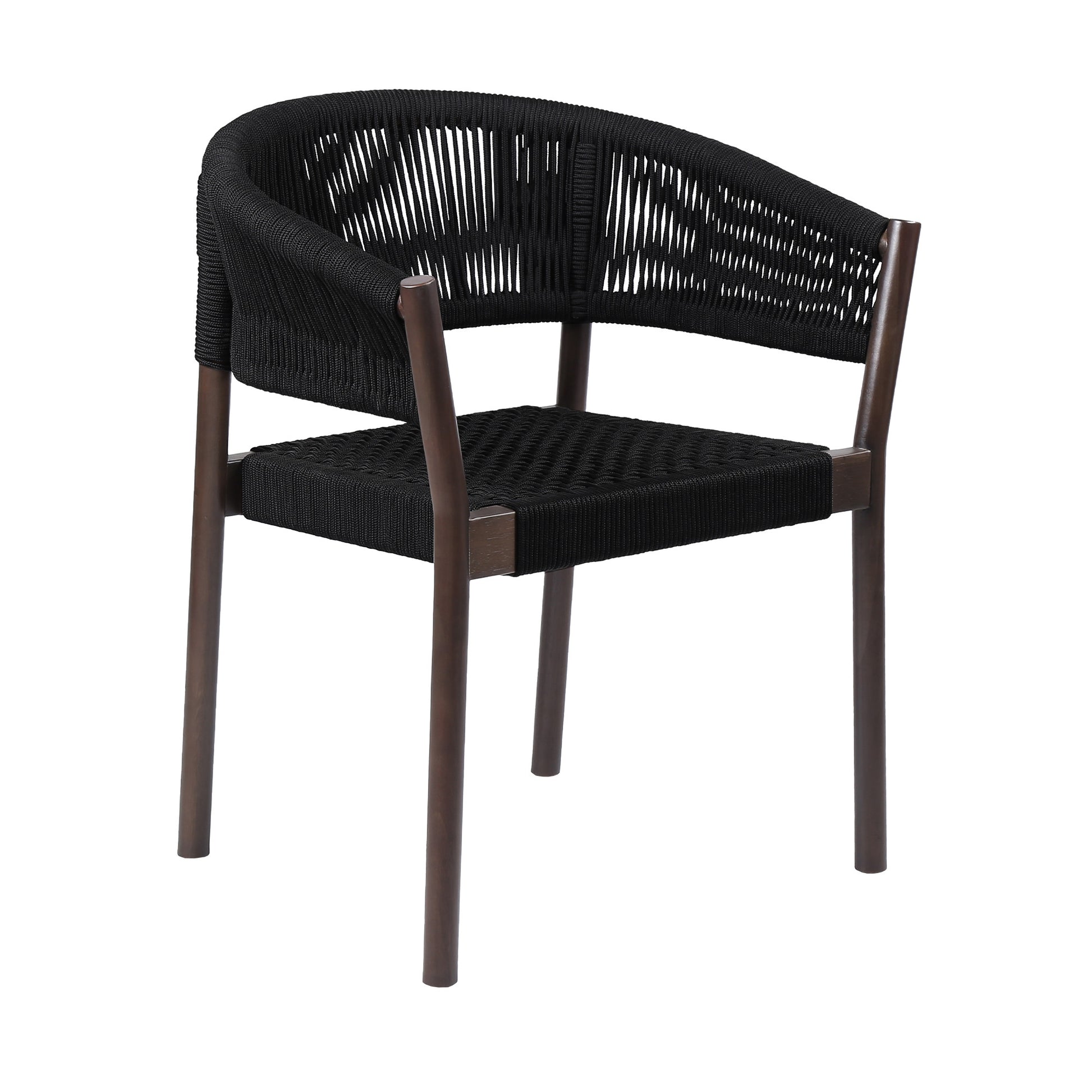 Set of Two Black Solid Wood Outdoor Dining Chair By Homeroots | Outdoor Chairs | Modishstore - 1