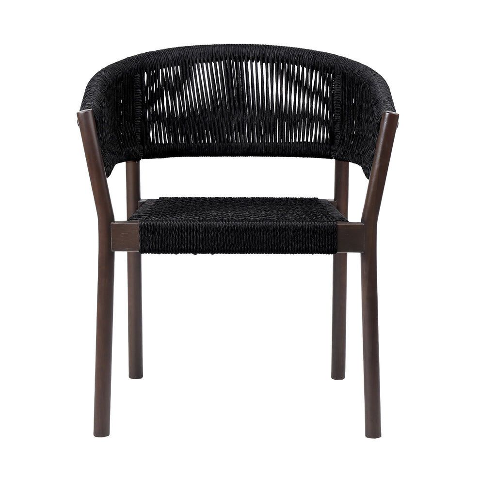 Set of Two Black Solid Wood Outdoor Dining Chair By Homeroots | Outdoor Chairs | Modishstore - 5