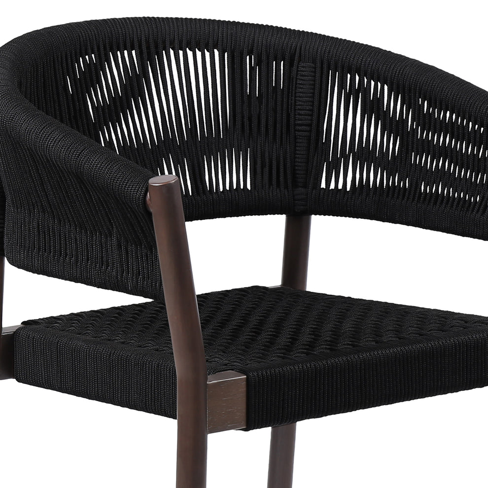 Set of Two Black Solid Wood Outdoor Dining Chair By Homeroots | Outdoor Chairs | Modishstore - 2