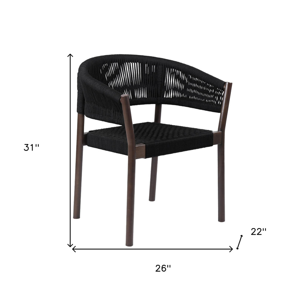 Set of Two Black Solid Wood Outdoor Dining Chair By Homeroots | Outdoor Chairs | Modishstore - 7