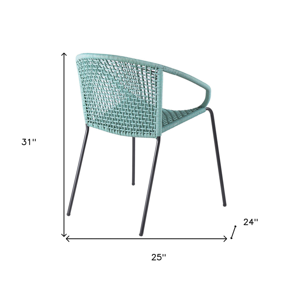 Set of Two Green Metal Outdoor Dining Chair By Homeroots | Outdoor Chairs | Modishstore - 6