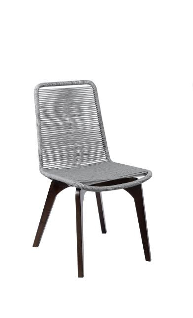 Set of Two Silver Solid Wood Outdoor Dining Chair By Homeroots | Outdoor Chairs | Modishstore - 1