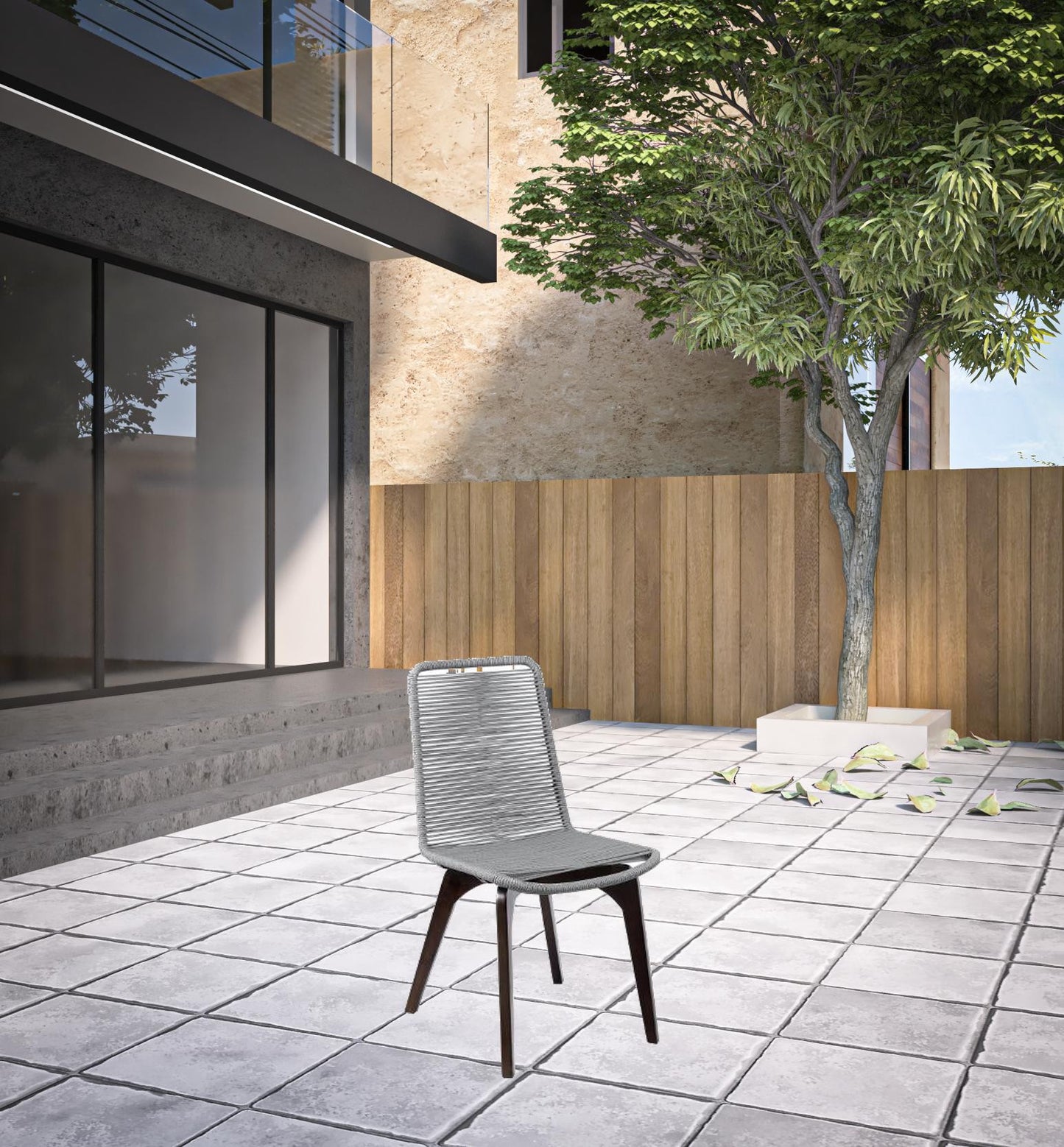 Set of Two Silver Solid Wood Outdoor Dining Chair By Homeroots | Outdoor Chairs | Modishstore - 2