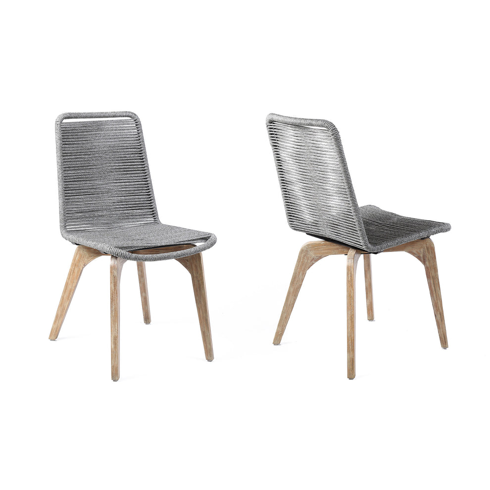 Set of Two Gray Solid Wood Outdoor Dining Chair By Homeroots | Outdoor Chairs | Modishstore - 4