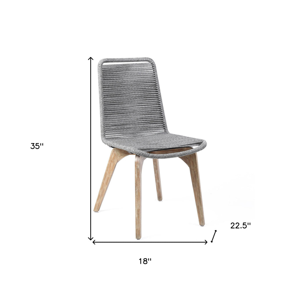 Set of Two Gray Solid Wood Outdoor Dining Chair By Homeroots | Outdoor Chairs | Modishstore - 6