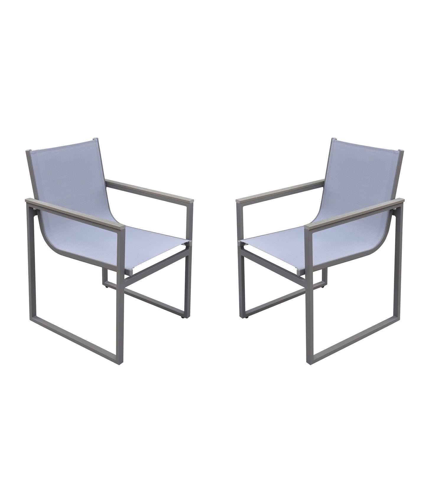 Set of Two Light Gray Metal Outdoor Dining Chair By Homeroots | Outdoor Chairs | Modishstore - 3
