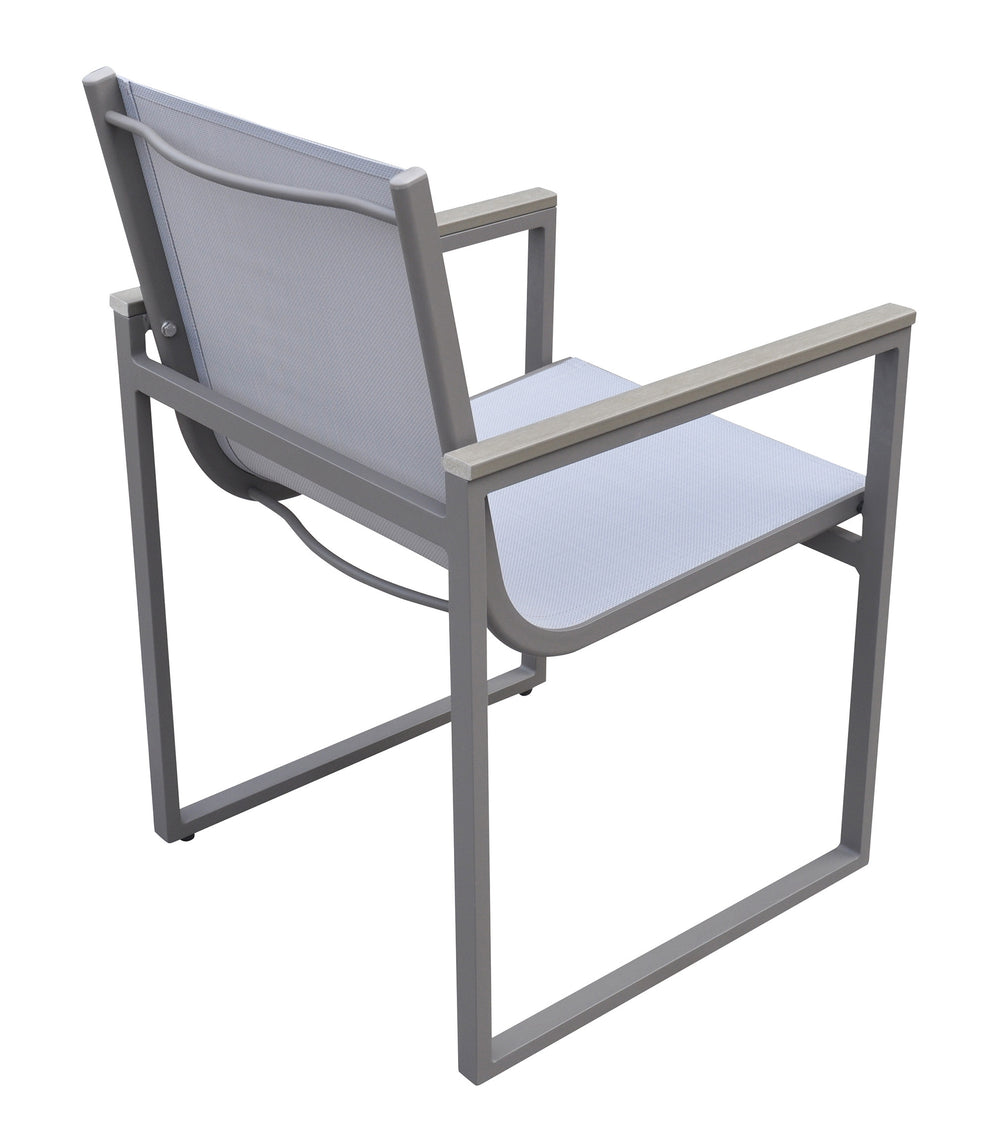 Set of Two Light Gray Metal Outdoor Dining Chair By Homeroots | Outdoor Chairs | Modishstore - 2