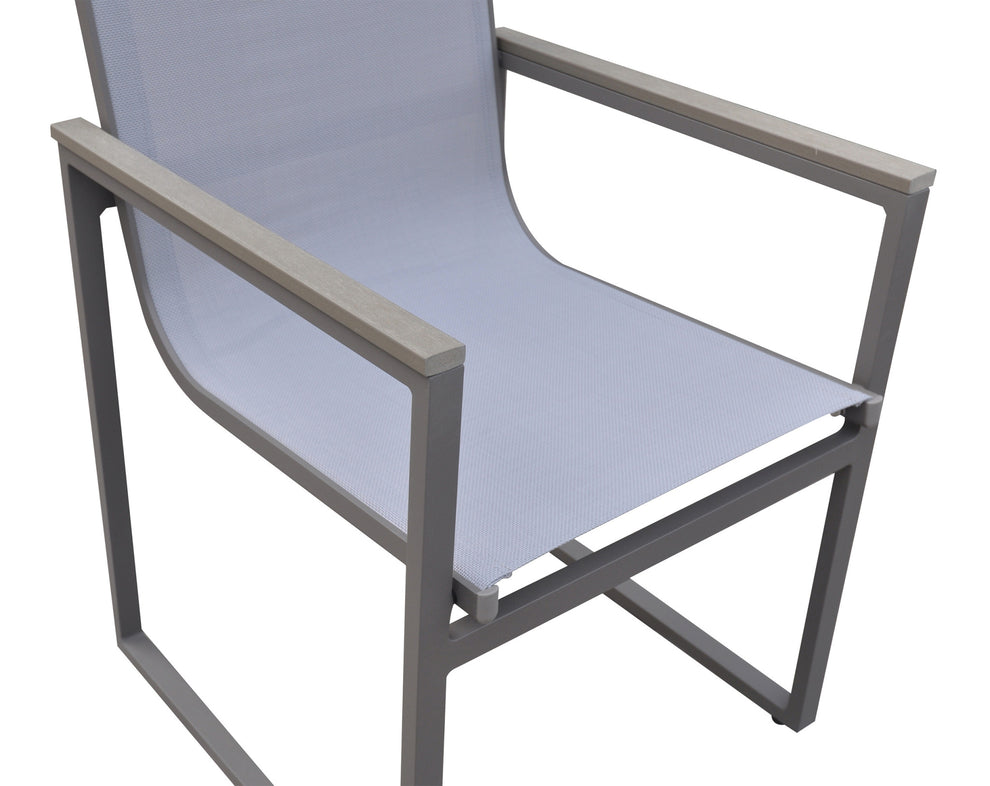 Set of Two Light Gray Metal Outdoor Dining Chair By Homeroots | Outdoor Chairs | Modishstore - 4