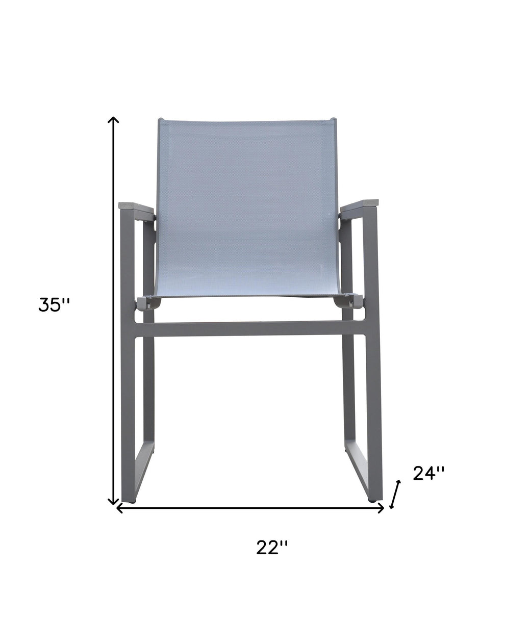 Set of Two Light Gray Metal Outdoor Dining Chair By Homeroots | Outdoor Chairs | Modishstore - 6
